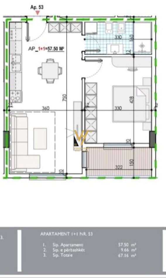 Tirane, shitet apartament 1+1+Ballkon Kati 5, 67 m² 52.000 € (KAMEZ)