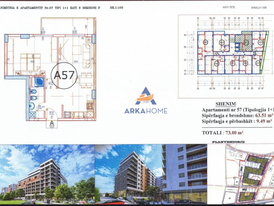 Tirane, shitet apartament 1+1+Ballkon Kati 8, 67 m² 73.025 € (PASKUQAN)