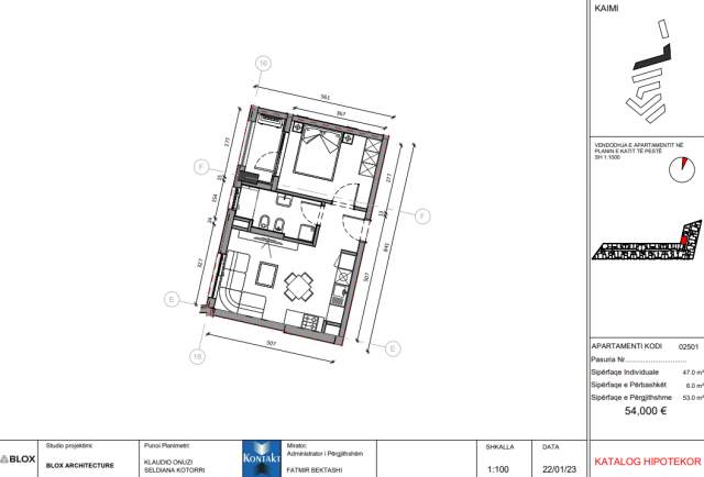 Tirane, shitet apartament 1+1 Kati 5, 53 m² 54.000 Euro (Pasho Hysa)