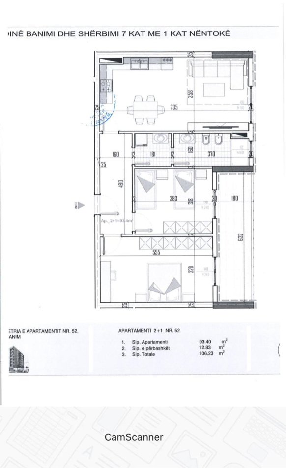 Tirane, shitet apartament 2+1 Kati 6, 106 m² 101.000 € (LITA)
