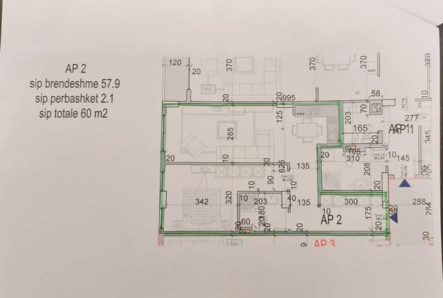 Tirane, shitet apartament 1+1+BLK Kati 7, 60 m² 86.000 Euro (Komuna e Parisit)