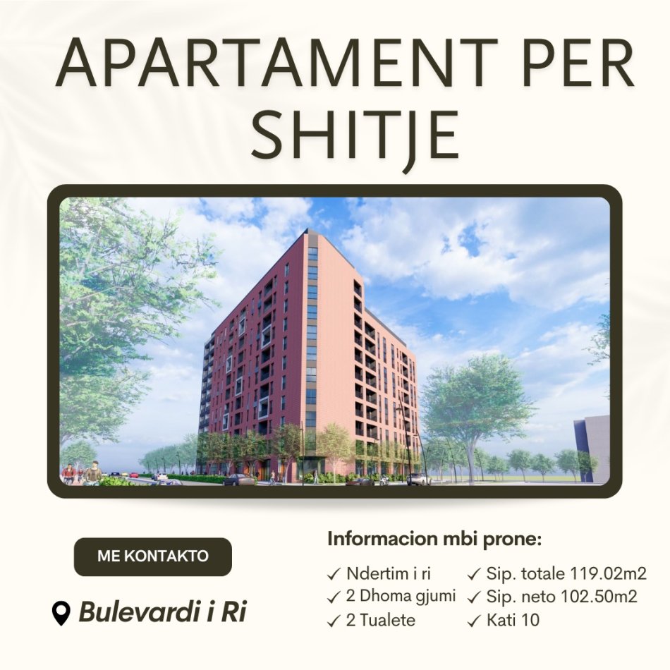 Tirane, shitet apartament 2+1 Kati 10, 119 m² 190.432 € (SHESIM APARTAMENT 2+1+2 ORBITAL 2!)