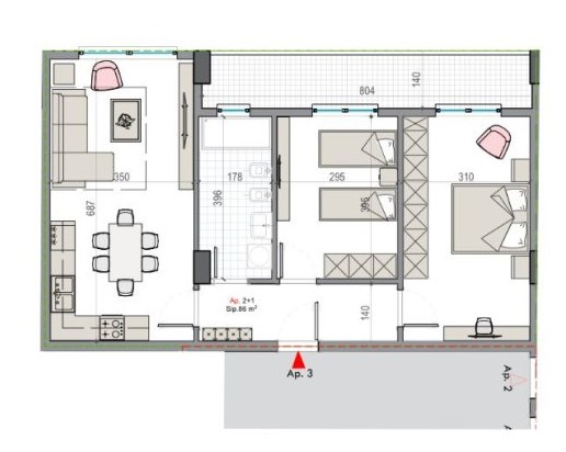 Tirane, shitet apartament 2+1+Aneks+Ballkon Kati 7, 98 m² 87.500 € (kamez)