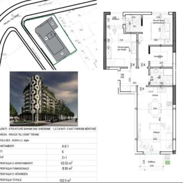Tirane, shitet apartament 2+1 Kati 2, 102 m² 123.000 Euro (Ali Demi)