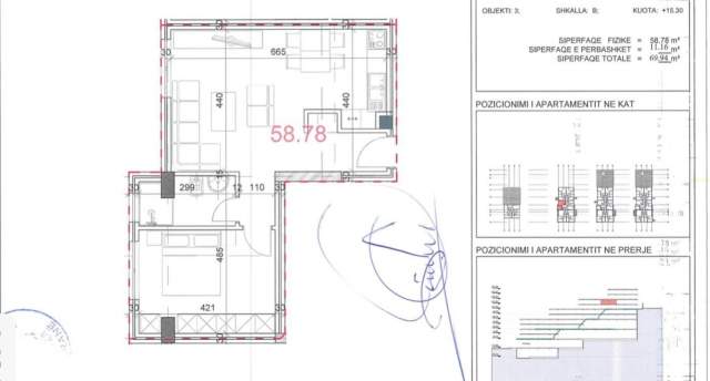 Tirane, shitet apartament 1+1 Kati 5, 70 m² 77.000 Euro (Kodra e Diellit)