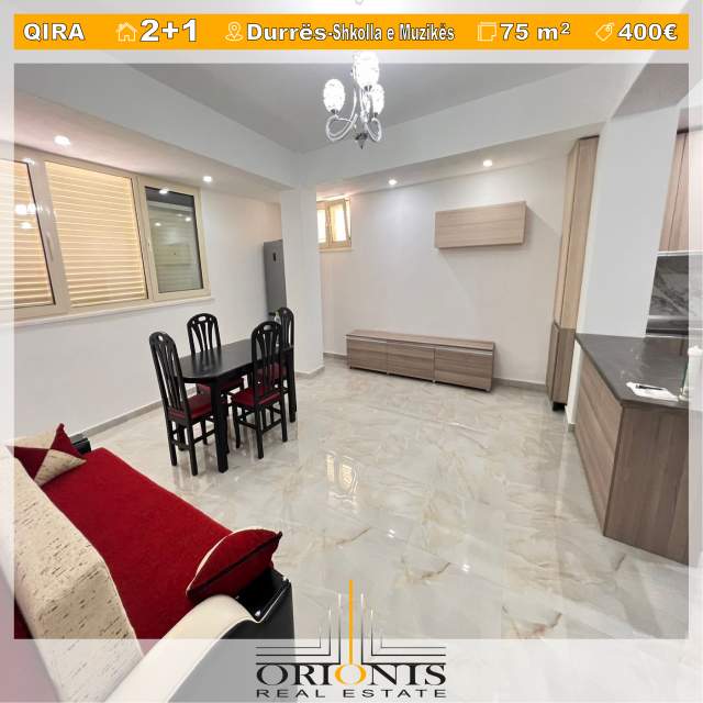 Durres, jepet me qera apartament 2+1+A+BLK Kati 1, 75 m² 400 Euro