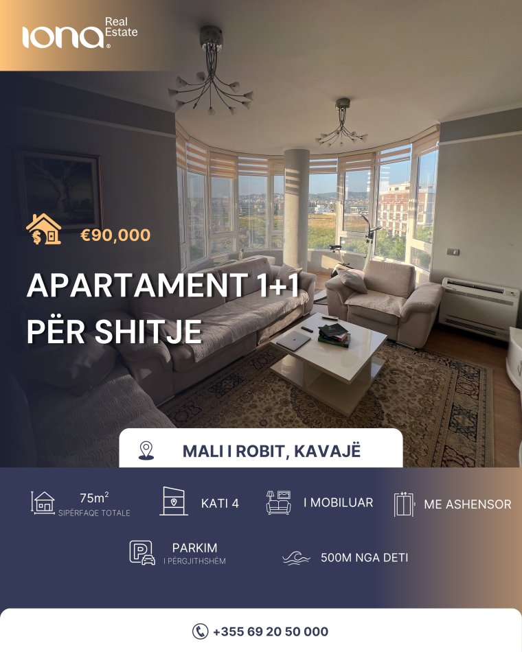 Mali Robit, shitet apartament 1+1+Ballkon Kati 4, 75 m² 90.000 € 