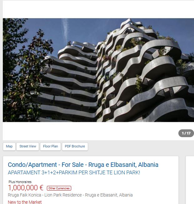 Tirane, shitet apartament 3+1+Aneks+Ballkon Kati 8, 264 m² 1.000.000 € (TEK LION PARKU)
