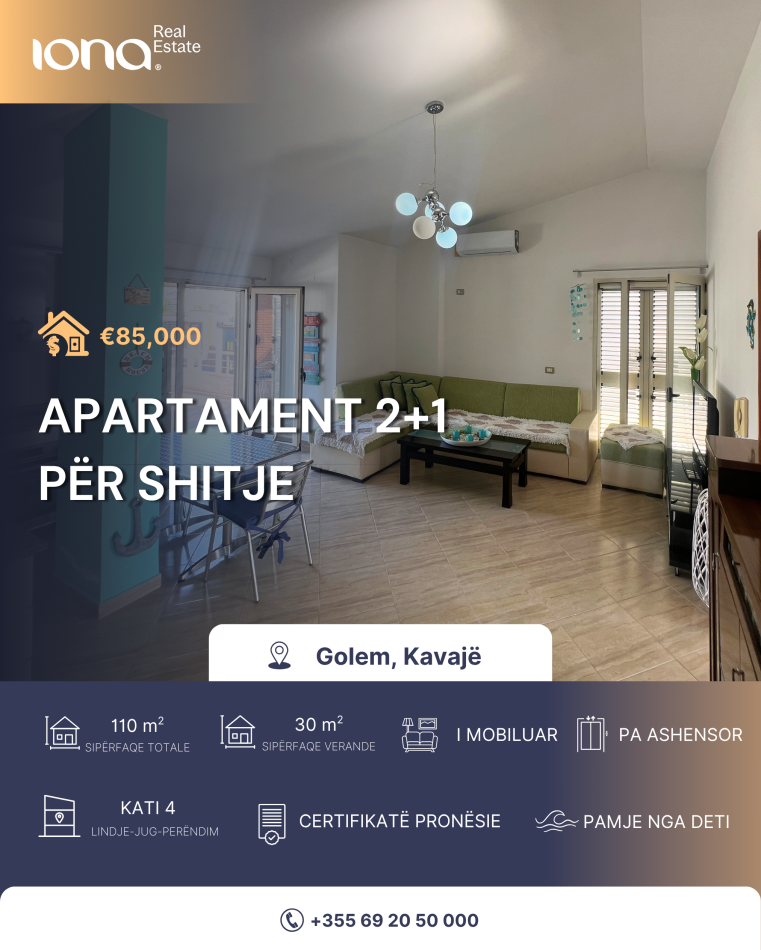 Golem, shitet apartament 2+1+Ballkon Kati 4, 110 m² 850.000 €
