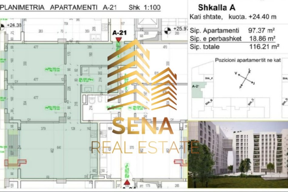 Tirane, shitet apartament 2+1+Ballkon Kati 7, 116 m² 151.000 € (Rruga Xhanfize Keko, Porcelan prane TV Klan)