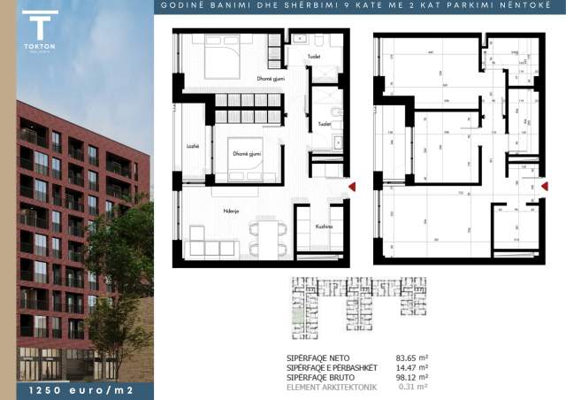 Tirane, shes apartament 2+1+BLK Kati 4, 98 m² 122.500 Euro (Siri Kodra)