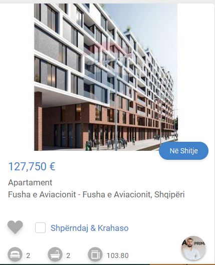 Tirane, shitet apartament 2+1 Kati 4, 103 m² 127.750 € (Fusha e Aviacionit)