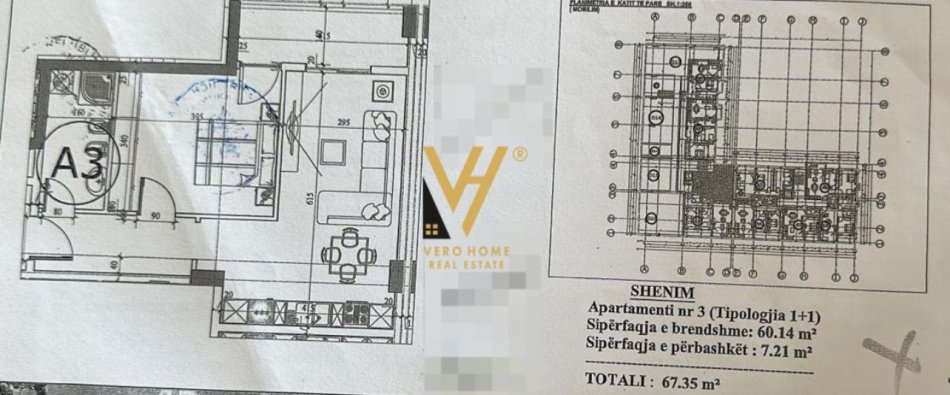 Tirane, shitet apartament 1+1+Ballkon Kati 1, 67 m² 56.000 € (KAMEZ)