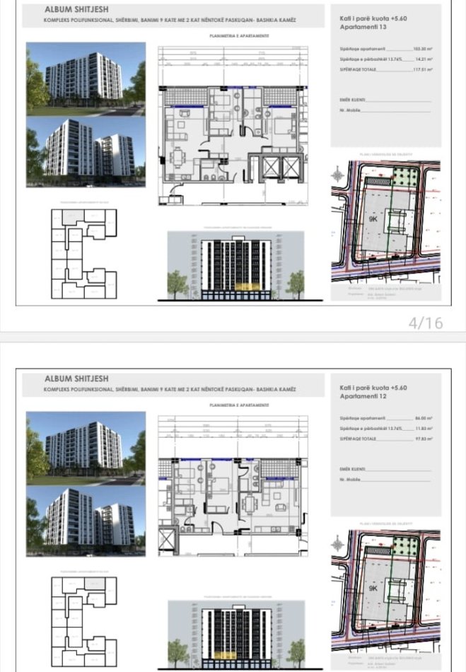 Shqiperi, shes apartament 2+1+Aneks+Ballkon Kati 6, 1.000 m² (Paskuqan)