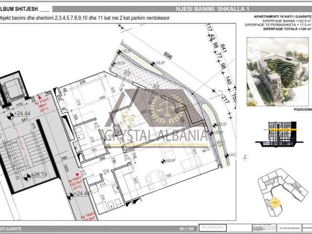 Tirane, shitet apartament 2+1+BLK Kati 6, 120 m² 1.550 Euro/m2 (Bulevardi "Bajram Curri")