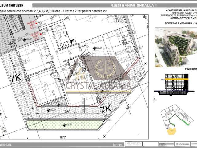 Tirane, shitet apartament 3+1+BLK Kati 7, 205 m² 1.550 Euro/m2 (Bulevardi Bajram Curri)