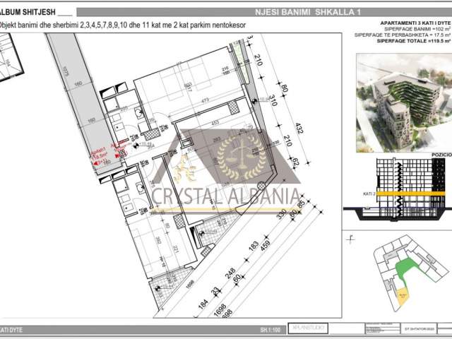 Tirane, shitet apartament 2+1+BLK Kati 2, 119 m² 1.550 Euro/m2 (Bulevardi Bajram Curri)