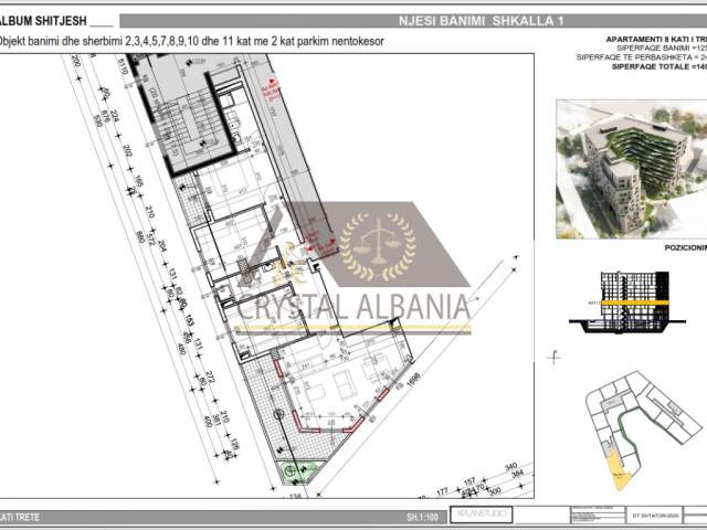 Tirane, shitet apartament 3+1+BLK Kati 3, 149 m² 1.550 Euro/m2 (Bulevardi Bajram Curri)