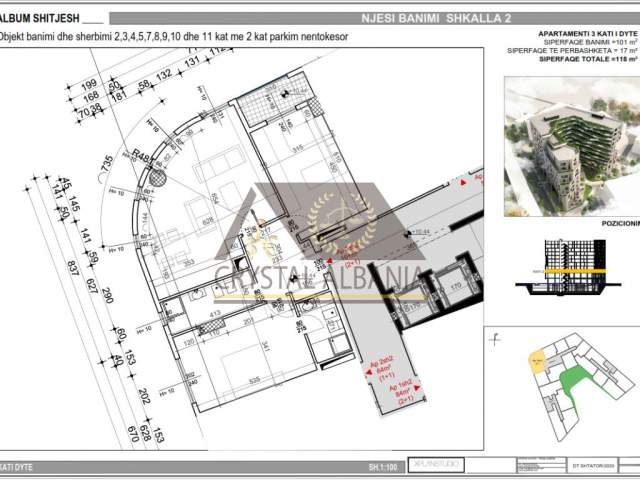 Tirane, shitet apartament 2+1+BLK Kati 2, 118 m² 1.550 Euro/m2 (Bulevardi Bajram Curri)