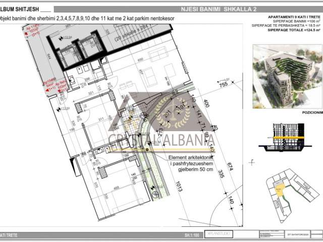 Tirane, shitet apartament 2+1+BLK Kati 3, 124 m² 1.550 Euro/m2 (Bulevardi Bajram Curri)
