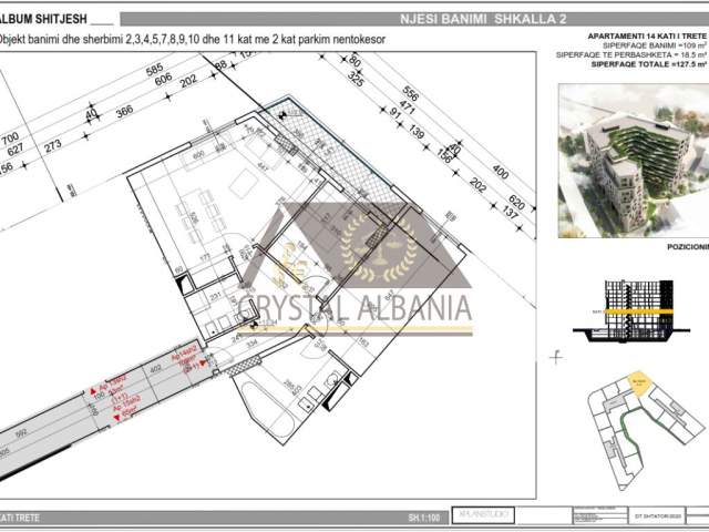 Tirane, shitet apartament 2+1+BLK Kati 3, 127 m² 1.550 Euro/m2 (Bulevardi Bajram Curri)