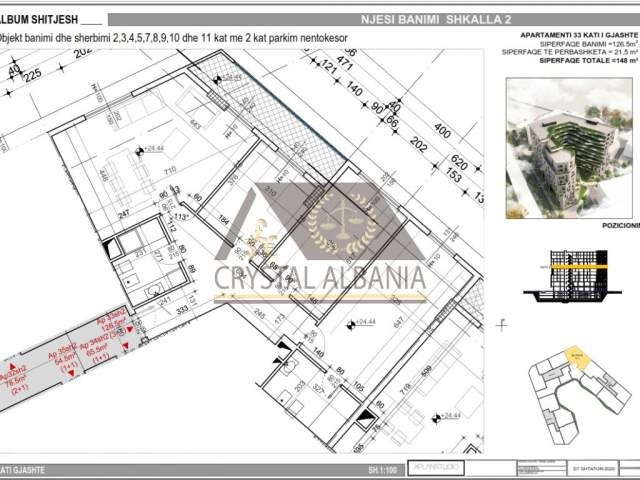 Tirane, shitet apartament 3+1+BLK Kati 6, 148 m² 1.550 Euro/m2 (Bulevardi Bajram Curri)