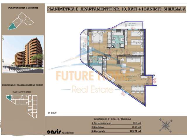 Tirane, shes apartament 2+1 Kati 4, 110 m² 101.000 Euro (Teodor Keko)