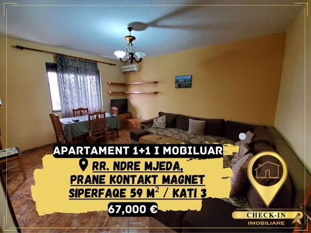 Tirane, shitet apartament 1+1+A Kati 3, 59 m² 67.000 Euro