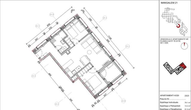 Tirane, shitet apartament 2+1+BLK Kati 2, 91 m² 81.000 Euro (Ali Demi)