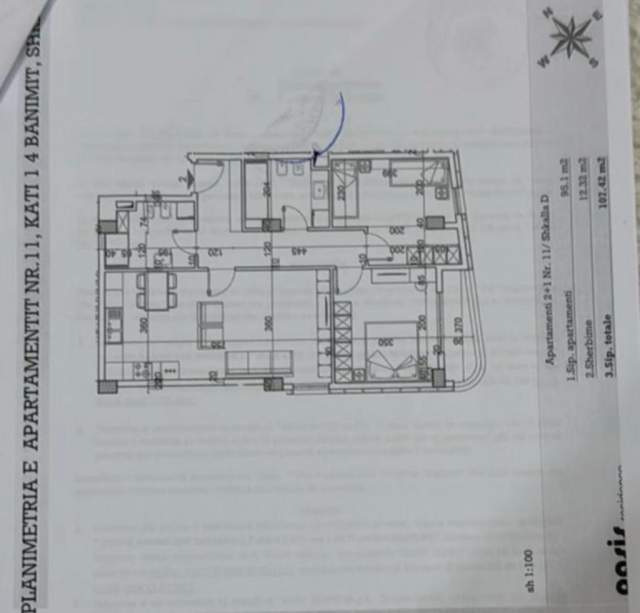 Tirane, shitet apartament 2+1+BLK Kati 4, 107 m² 145.000 Euro (Teodor Keko)