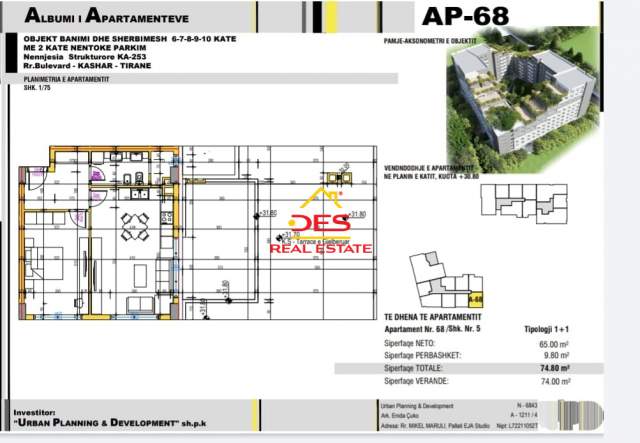 Tirane, shitet apartament 148 m² 800 Euro/m2