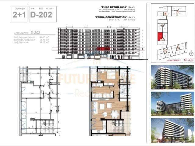 Tirane, shitet apartament 1+1+BLK Kati 4, 96.000 Euro (Rruga Don Bosko)
