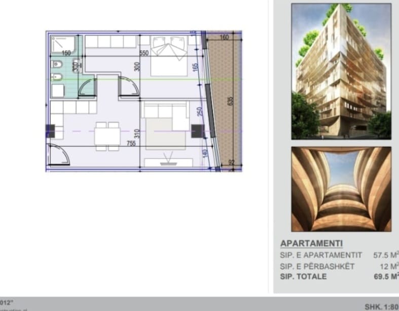 Tirane, shitet apartament 1+1 Kati 3, 69 m² 159.000 € (Rruga Mine Peza)