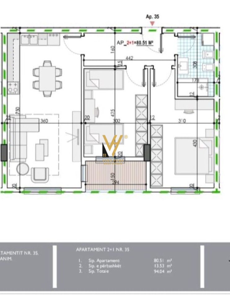 Tirane, shitet apartament 2+1+Ballkon Kati 3, 94 m² 73.000 € (KAMEZ)