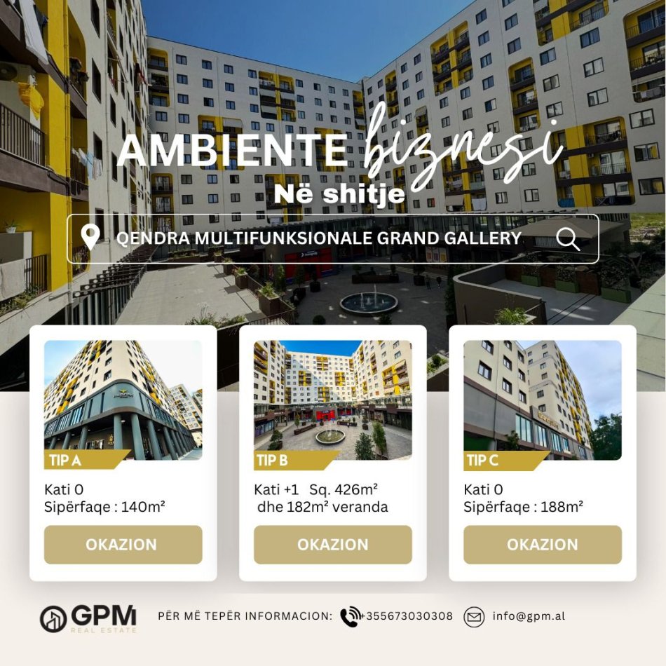 Tirane, shitet ambjent biznesi Kati 0, 140 m² (3 Deshmoret , Yzberisht , Tirane)