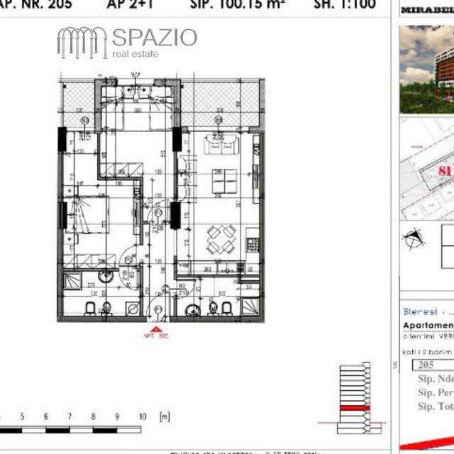 Tirane, shitet apartament 2+1+BLK Kati 2, 100 m² 900 Euro/m2 (Rruga Kujtim Laro)