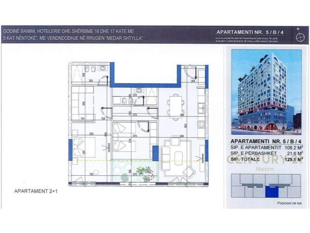 Tirane, shes apartament 2+1+BLK Kati 5, 130 m² 188.210 Euro (Komuna e parisit)