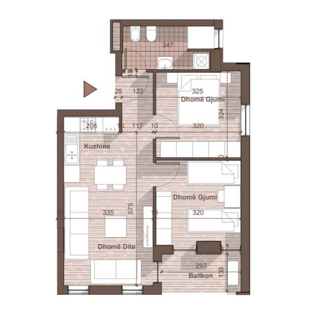 Tirane, shes apartament 2+1 Kati 2, 60.000 Euro