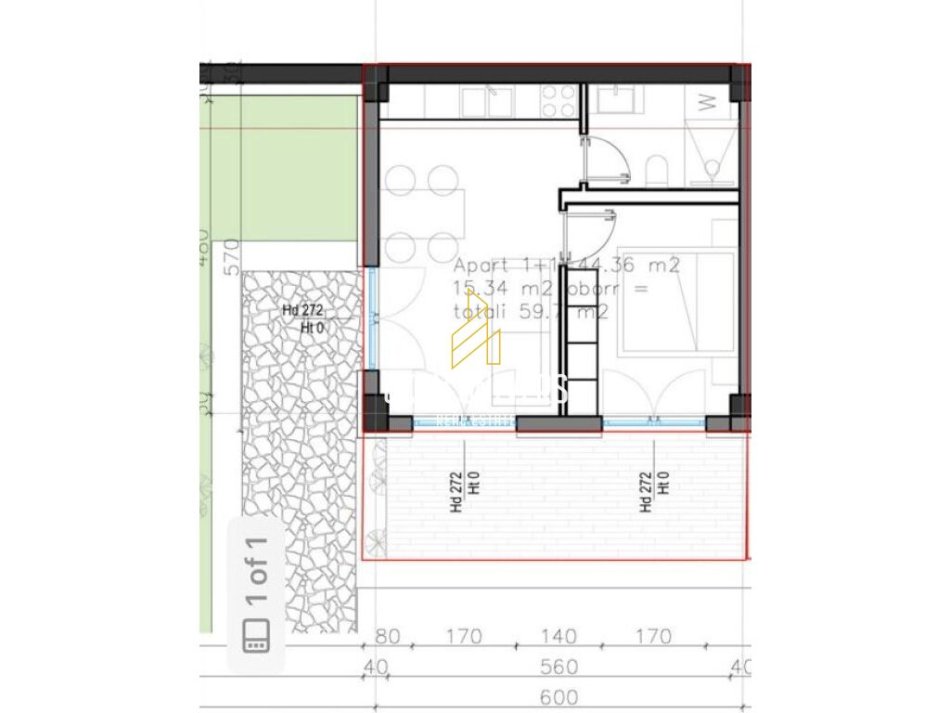 Dhermi - Palase, shitet apartament 1+1 Kati 0, 60 m² 173.000 € 