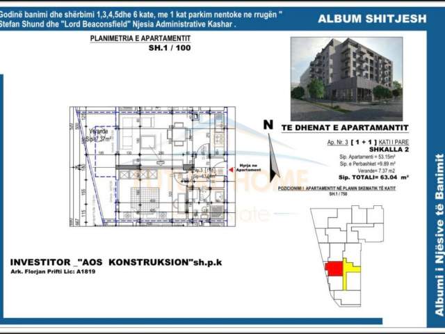 Tirane, shes apartament 1+1+BLK Kati 2, 70 m² 79.000 Euro (rruga loni ligori)