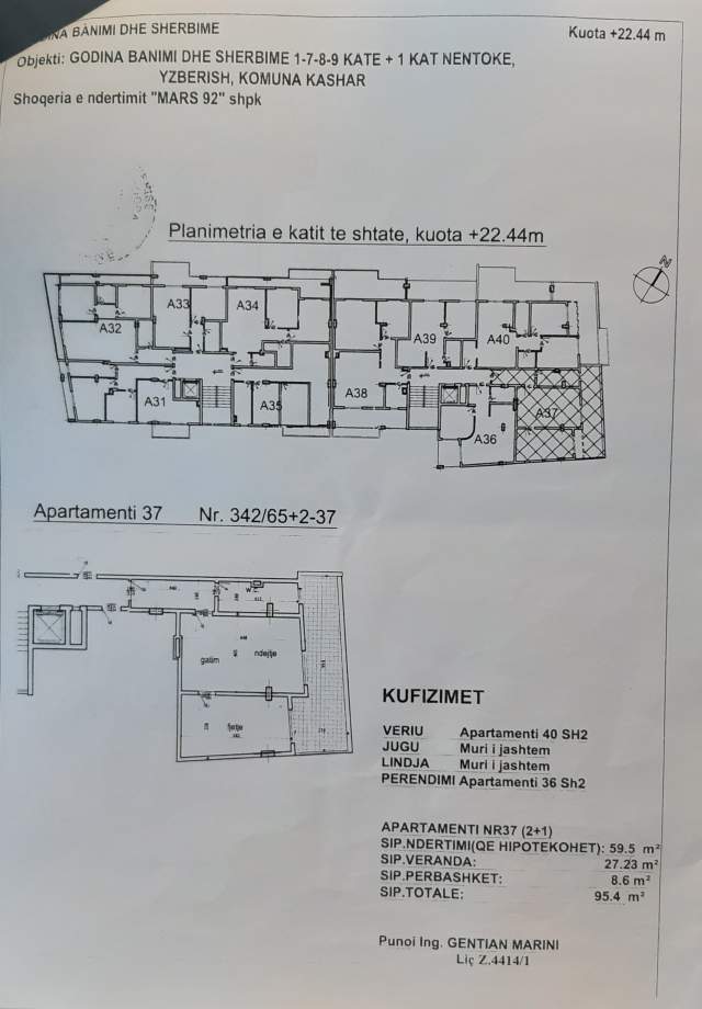 Tirane, shes 1+1+A+BLK , Kati 7, 95.4 m², 95.500 € Çabej
