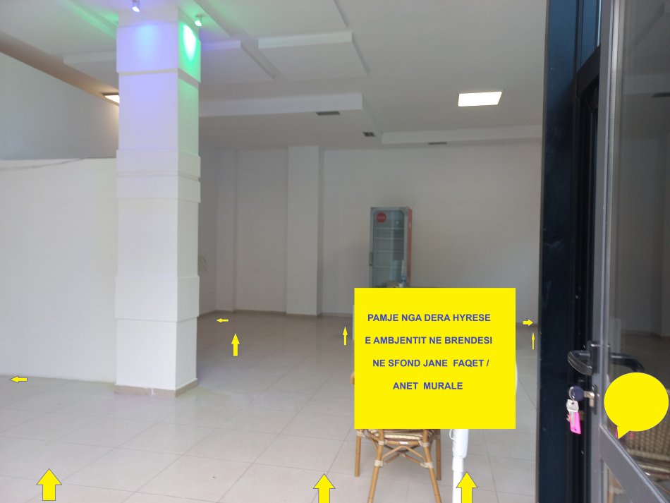 Tirane,Me Qera Ambjent Biznesi, ideale për; klinik, laborator, estetik-dermatologji, market, pastiçeri, paparukeri, studio ligjore/kontabël etj, kati 0, pallat ri, sip.85m², plus 50m2 verand, qera 850 €/muaj, në rr.Arkitekt Kasemi, 80m larg nga Ura Brrylit dhe 100m nga kryqzimi rr.H.Tahsin me Unazën