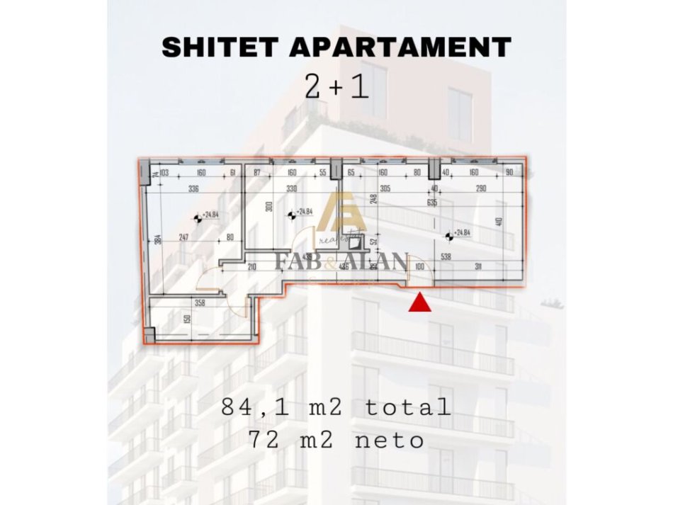 Tirane, shes apartament 2+1 Kati 7, 84 m² 120.000 € (rruga Ramiz Zakja)