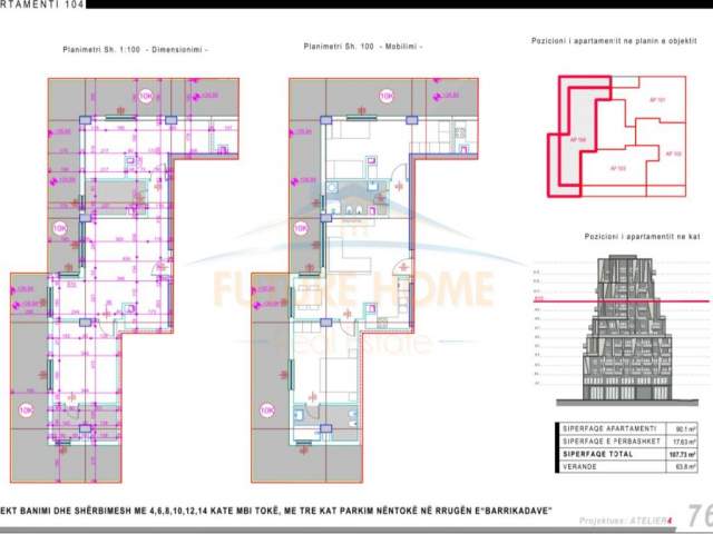 Tirane, shitet apartament Kati 10, 108 m² 293.000 Euro (rruga dibres)
