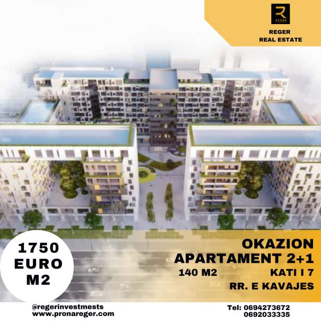 Tirane, shitet apartament 2+1 Kati 7, 95 m² 166.000 Euro (Ish Parku)