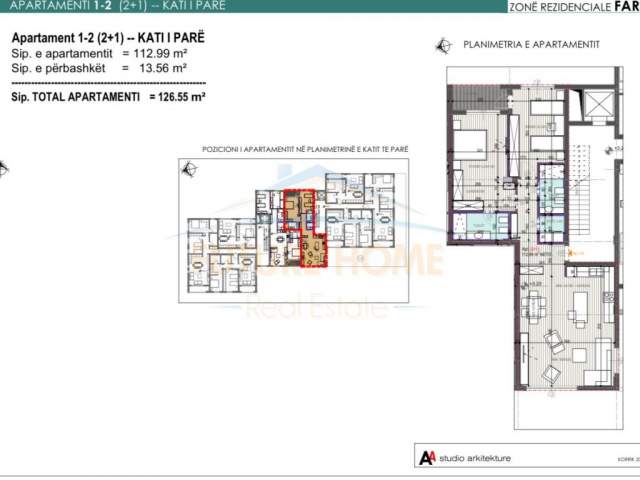 Tirane, shitet Kati 1, 125 m² 215.135 Euro (Farke)