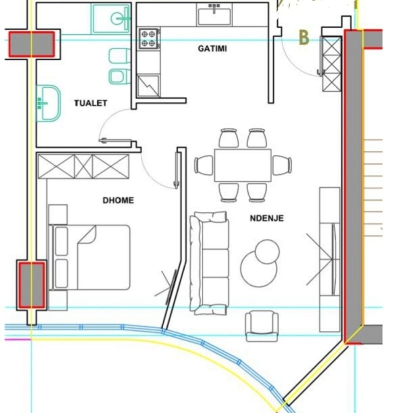 Tirane, shes apartament 1+1, Kati 6, 98 m2 299,000 € (Ekspozita Building)