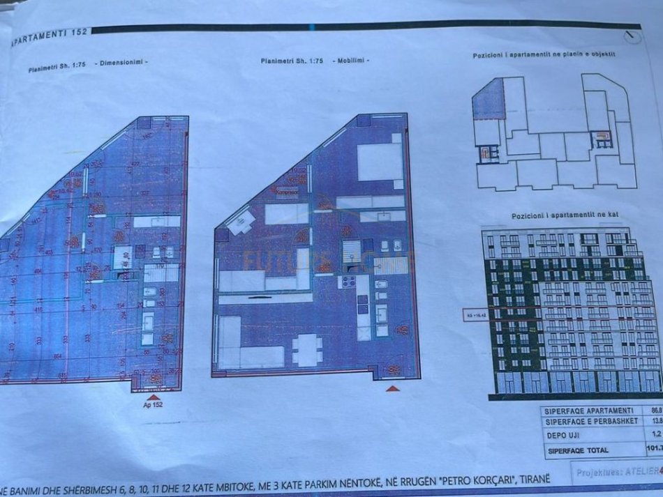 Shitet Apartament 2+1, Komuna e Parisit, Tiranë.