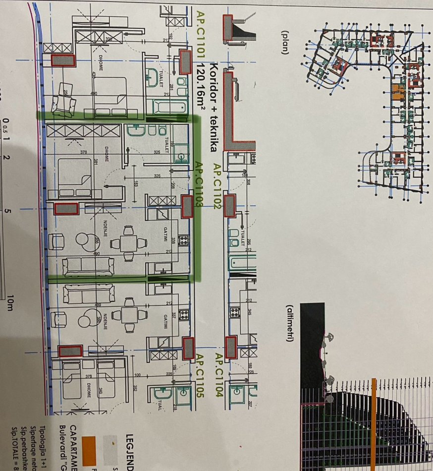 Tirane, shitet apartament 1+1+Ballkon Kati 11, 82 m² 277.542 € (Ekspozita Building)