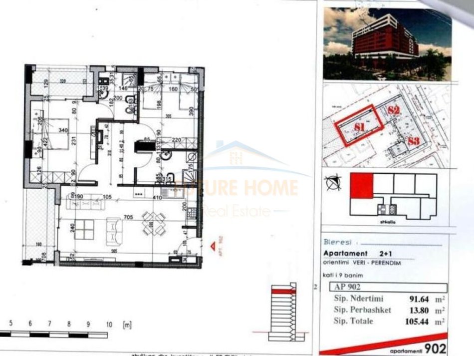 Tirane, shitet apartament 2+1 Kati 9, 105 m² 160.000 € (Rezidenca MIRABELLA)